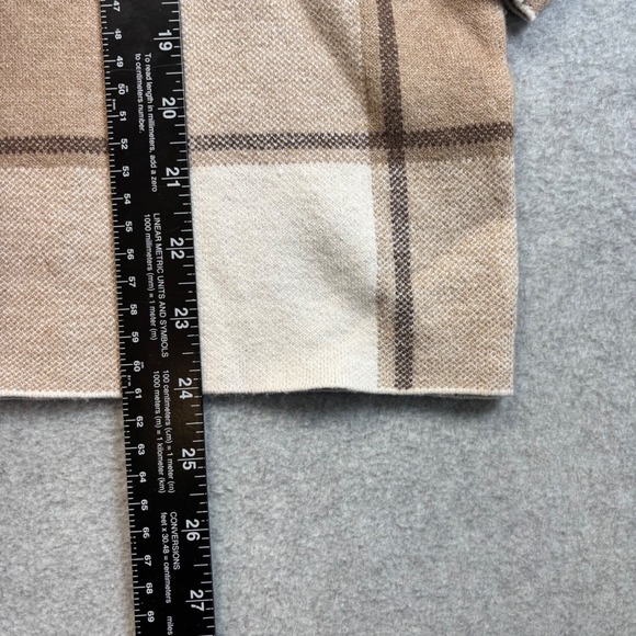 Tahari Women's Plaid Mock Neck Sweater Long Sleeve Beige Brown Size L - Picture 5 of 8